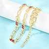 7MM Brass Pave Cubic Zirconia Figaro Chain Necklaces NJEW-D324-05G-04-5