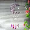 Copper Wire Wrapped Natural Amethyst Chips Moon Suncatcher HJEW-H065-10C-1