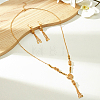 Flower Stainless Steel Column Tassels Earrings & Necklaces Sets for Women TX1175-5