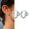 1 Pair Brass Rhinestone Hoop Earrings EJEW-LP0004-95-1