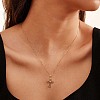 925 Sterling Silver Pave Clear Cubic Zirconia Knot Cross Pendant Necklaces for Women NJEW-F323-02G-2