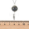 Natural Labradorite Round Bead Pendant Necklaces NJEW-TA00255-4