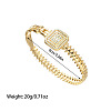 Square 304 Stainless Steel Micro Pave Clear Cubic Zirconia Bangles FS-WG8C862-01-2