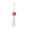 Natural Wood Bead Tassel Pendant Decoraiton HJEW-JM00953-1