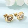 6 Pairs 304 Stainless Steel Pave Cubic Zirconia Stud Earrings SA-CBADCF0-04G-04-2