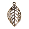 Tibetan Style Alloy Filigree Leaf Pendants TIBEP-Q040-023AB-NR-1