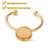 304 Stainless Steel Flat Round Pad Ring Setting STAS-I306-05B-G-2
