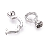Brass Micro Pave Clear Cubic Zirconia Fold Over Clasps KK-Q074-15P-2