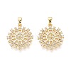 Brass Micro Pave Clear Cubic Zirconia Pendants KK-T075-89G-1