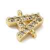 Brass Micro Pave Clear Cubic Zirconia Letter Links Connector Charmss KK-I382-07G-3