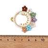 Faceted Round Natural Amethyst & Green Aventurine & Red Jasper & Howlit & Sunstone & Rose Quartz & Dyed Magnesite & Glass Seed Beaded Chakra Pendants PALLOY-MZ01406-3