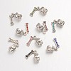 Bone Large Hole Alloy Glass Rhinestone European Dangle Charms MPDL-L013-16-1