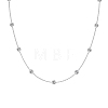 Clear Cubic Zirconia Flat Round Link 925 Sterling Silver Cable Chain Necklaces for Women NJEW-S457-09P-2