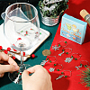 12Pcs Christmas Theme Tibetan Style Alloy & Glass Pendants Wine Glass Charms AJEW-SC0002-02-3