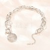 Mother's Day Brass Micro Pave Clear Cubic Zirconia Hollow Flat Round with Heart Mama Pendant Necklaces for Women NJEW-A071-05P-1