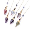 Resin Hexagonal Pointed Dowsing Pendulums(Brass Finding and Gemstone Inside) G-L521-A-2