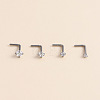 316 Surgical Stainless Steel Crystal Rhinetone Flat Round L-Shaped Nose Rings WGCD50A-03-4