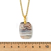 Natural Mexican Agate/Crazy Lace Agate Rectangle Pendant 304 Stainless Steel Cable Chain Necklaces NJEW-JN06210-01-5