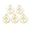 Light Gold Plated Alloy Enamel Pendants X-ENAM-R136-18A-1