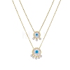 304 Stainless Steel Acrylic Blue Evil Eye Pendant Double Layer Necklaces for Women WG0980E-01-6
