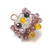Faceted Round Natural Black Spinel and Glass Beaded Animal Pendants PALLOY-MZ01178-01-3