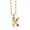 Brass Pave Colorful Cubic Zirconia Initial Pendant Necklaces FS-WG26597-11-1
