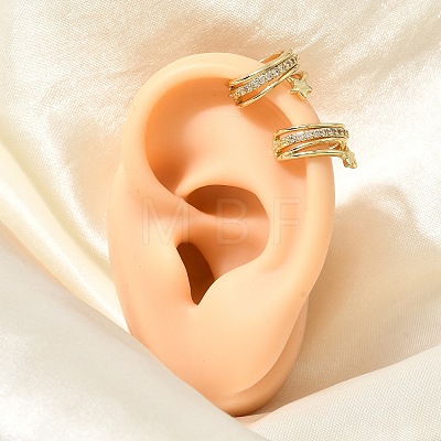 Brass Micro Pave Cubic Zirconia Cuff Earrings for Women CU-CBAE7DF-30G-1
