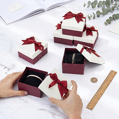 Paper with Polyester Bowknot Gift Boxes CON-WH0095-224B-1