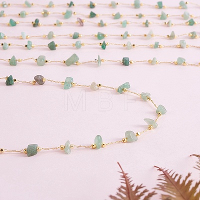 Natural Green Aventurine Chips Beaded Chains CHC-SZ0001-62I-1