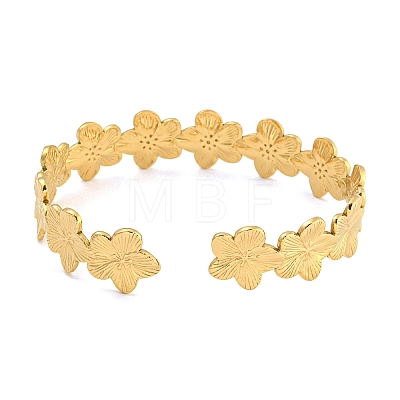 Real 18K Gold Plated 304 Stainless Steel Cuff Bangles BJEW-L695-001G-04-1
