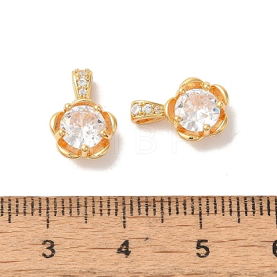 Brass Micro Pave Clear Cubic Zirconia Charms KK-M294-20G-1