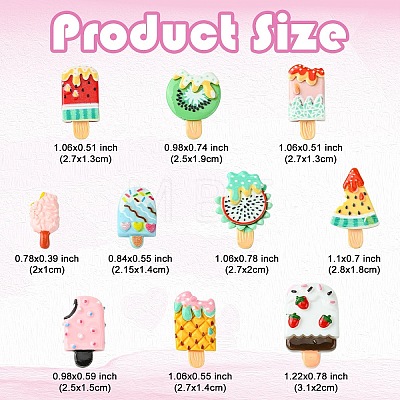 20Pcs 10 Styles Resin Cabochons CRES-YW0001-30-1