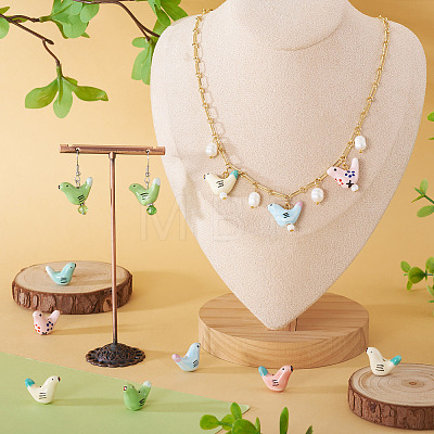 14Pcs 7 Colors Handmade Porcelain Beads PORC-TA0001-18-1