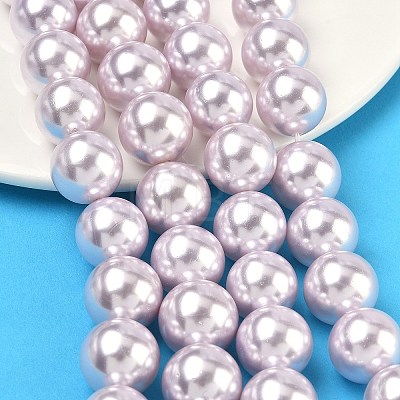 Electroplated Shell Pearl Beads Strands BSHE-G041-14mm-06-1