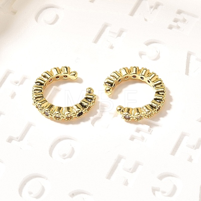 Brass Micro Pave Cubic Zirconia Cuff Earrings X-ZIRC-H109-06G-1