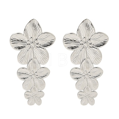 304 Stainless Steel Flower Stud Earrings for Women LS-EJEW-U020-17P-1