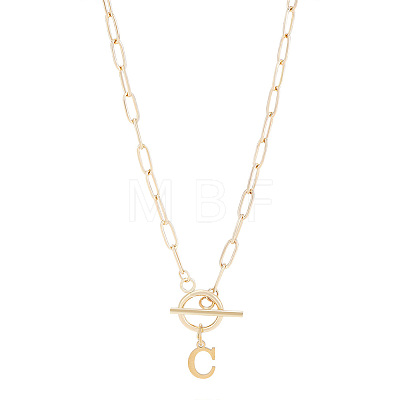 304 Stainless Steel Letter Pendant Necklaces NJEW-LP0001-52C-G-1