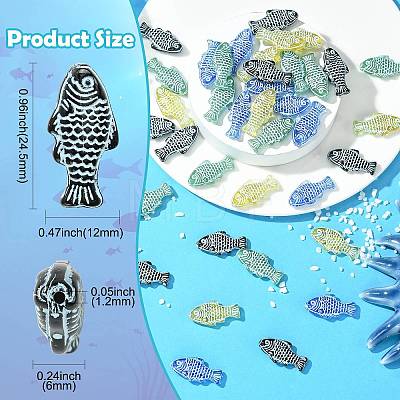 40Pcs 4 Colors Painted Transparent Glass Beads GLAA-CJ0003-02-1
