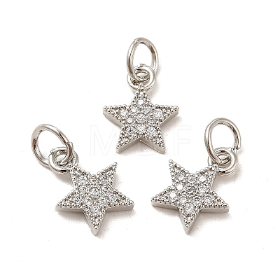 Rack Plating Brass Micro Pave Cubic Zirconia Charms KK-E081-18P-1