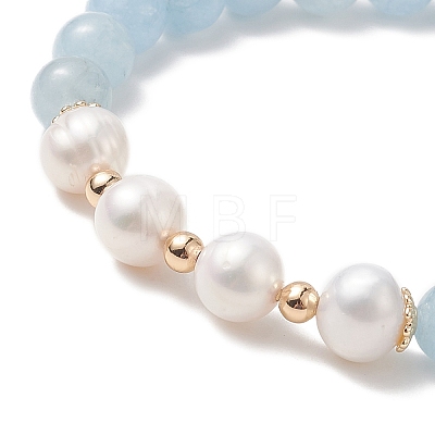 Natural Mixed Gemstone & Pearl Stretch Bracelet BJEW-JB09224-1