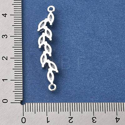 Brass Pave Clear Cubic Zirconia Leaf Links Connector Charms KK-Z156-15S-1