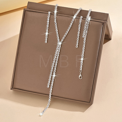 Alloy Rhinestone Tassels Chain Necklaces & Stud Earrings & Chain Bracelets Sets FS-WGCC11C-02-1