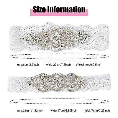 Flower Pattern Polyester Lace Elastic Bridal Garters AJEW-WH0470-67-1