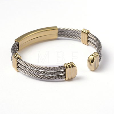304 Stainless Steel Cuff Bangles BJEW-L599-11-1