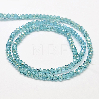 Faceted Rondelle Half Rainbow Plated Transparent Electroplate Glass Beads Strands X-EGLA-J134-3x2mm-HR36-1