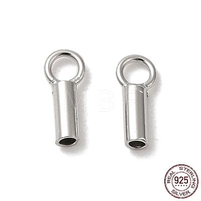 Anti-Tarnish Rhodium Plated 925 Sterling Silver Cord Ends STER-P055-01A-P-1