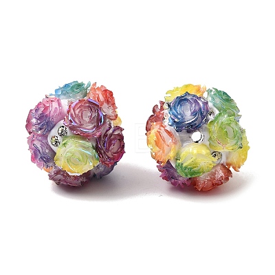 Opaque Acrylic & Rhinestone & Resin Beads OACR-D039-07-1