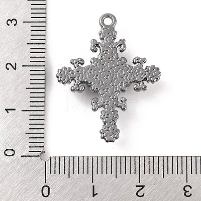 Cross Theme Brass Micro Pave Clear Cubic Zirconia Pendants ZIRC-I067-04A-02-1