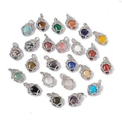 Natural & Synthetic Mixed Gemstone Pendants G-P484-03P-1