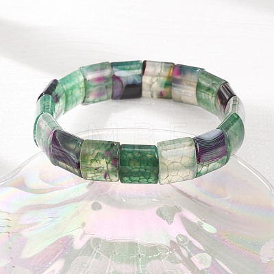 Square Natural Dragon Veins Agate(Dyed & Heated) Beaded Stretch Bracelets for Women Men GG-CBA9ACE-B16-1